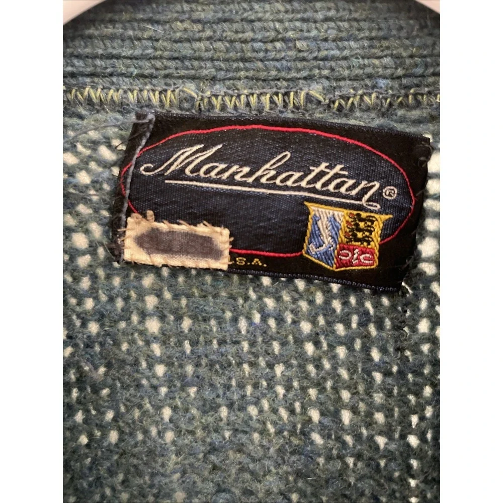 Vintage 1950s M Manhattan Mohair Blend Cardigan Sweater USA HTF Prop Classic - Picture 2 of 11